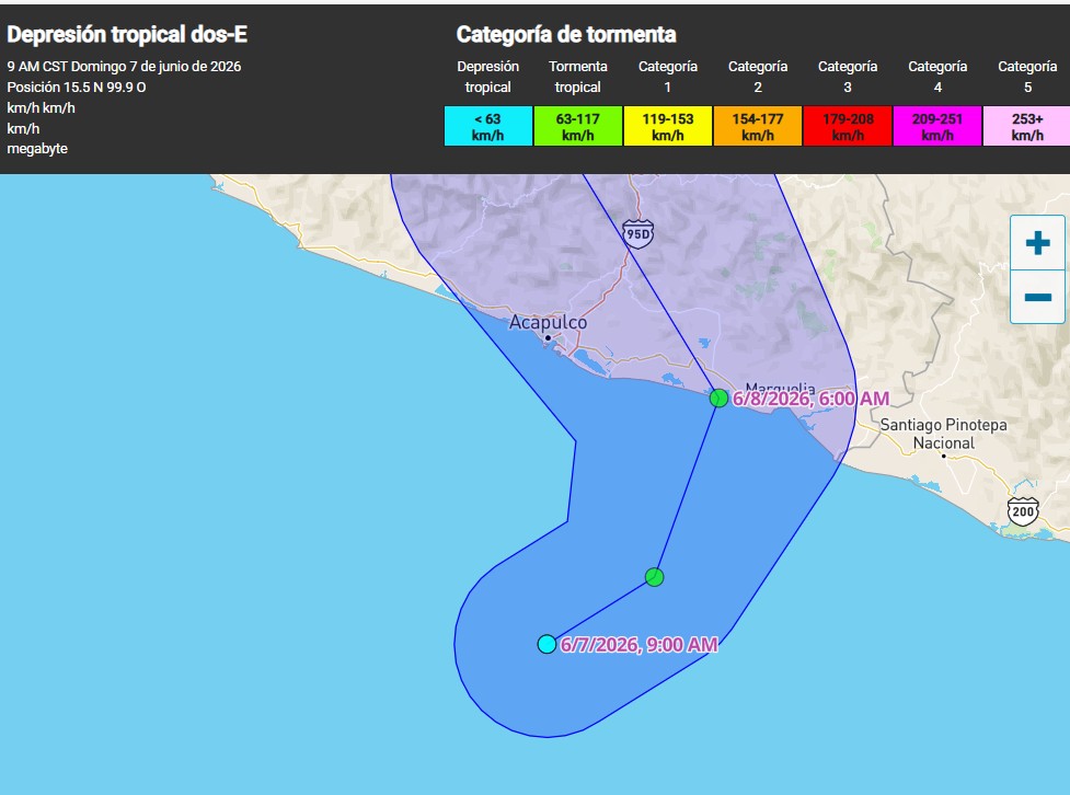 Depresión tropical 2-E tocará tierra en Guerrero