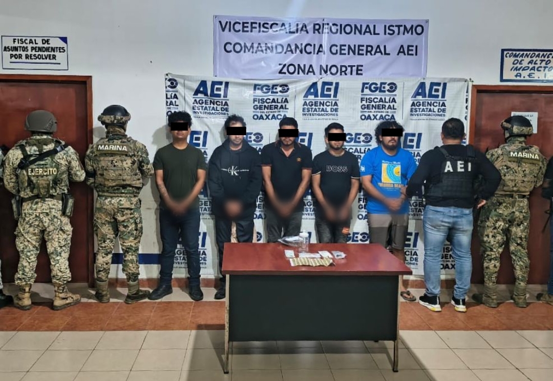 En menos de 48 horas, Fiscalía de Oaxaca y Gabinete de Seguridad detiene a cinco probables responsables de cuádruple homicidio en el Istmo